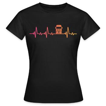 Truck Sunset Heartbeat Road Fahrer - Frauen T-Shirt - Schwarz - Vorne - AI Model Female 172 dark (172cm)