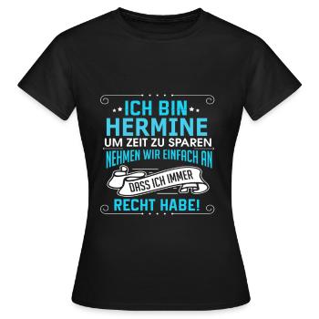 HERMINE - Frauen T-Shirt - Schwarz - Vorne - AI Model Female 172 dark (172cm)