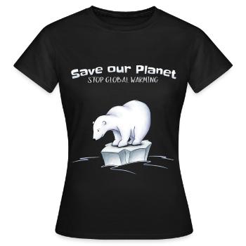 Ours polaire Sauvez notre planète arrête le réchauffement climatique - T-shirt Femme - noir - Devant - AI Model Female 172 dark (172cm)
