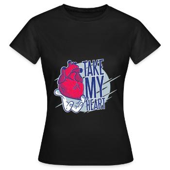 Ich schenke dir mein Herz - Romantisches Geschenk - Frauen T-Shirt - Schwarz - Vorne - AI Model Female 172 dark (172cm)