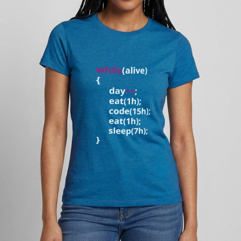 Programmierer Essen Code schlafen lustig PHP Frauen T-Shirt