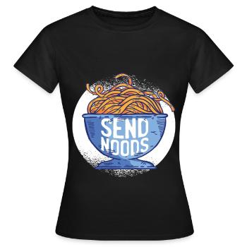 Send Noods - humorous and funny - Women's T-Shirt - black - Front - AI Model Female 172 dark (172cm)