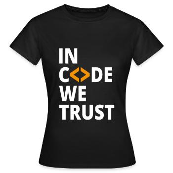 En code, nous faisons confiance au programmeur Geek Coding Nerd - T-shirt Femme - noir - Devant - AI Model Female 172 dark (172cm)