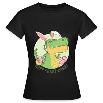 Joyeuses Pâques - Joyeux Est-Rawr - T-shirt Femme - noir - Devant - AI Model Female 172 dark (172cm)