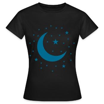 Ciel étoilé - Etoiles et lune - T-shirt Femme - noir - Devant - AI Model Female 172 dark (172cm)
