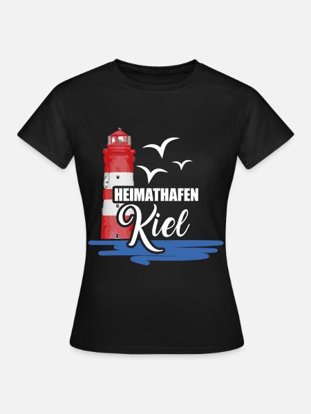 Kiel Heimathafen Hafenstadt Möwe Leuchtturm Ostsee - Frauen T-Shirt - Schwarz