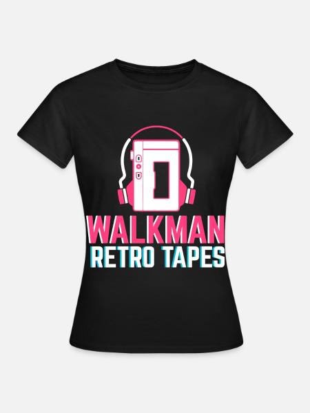 Walkman Retro Tapes - Frauen T-Shirt - Schwarz