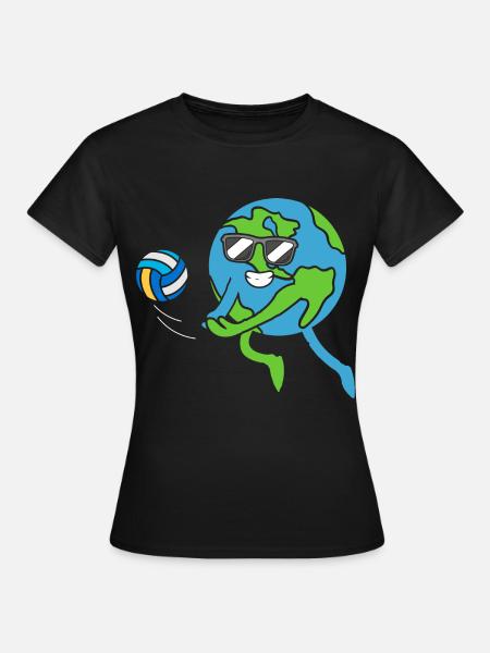Earth Plays Volleyball Earth Day Earth Day - Women's T-Shirt - black