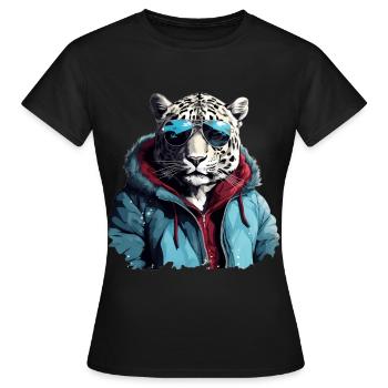 Streetstyle Schneeleopard | Leoparden-Liebhaber - Frauen T-Shirt - Schwarz - Vorne - AI Model Female 172 dark (172cm)