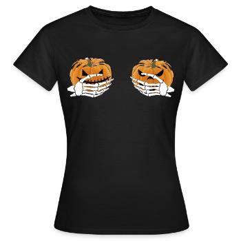 Soutien-gorge citrouille Halloween - citrouilles sexy - soutien-gorge - T-shirt Femme - noir - Devant - AI Model Female 172 dark (172cm)
