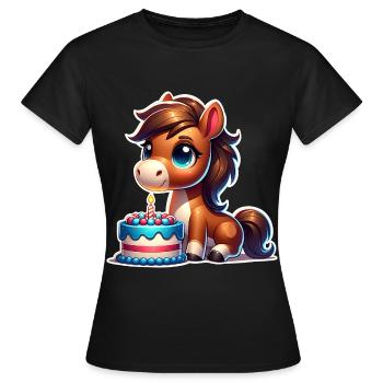 Cheval Poulain Poney Anniversaire - T-shirt Femme - noir - Devant - AI Model Female 172 dark (172cm)