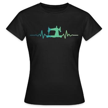 Nähmaschinen Herzschlag-Nähen - Frauen T-Shirt - Schwarz - Vorne - AI Model Female 172 dark (172cm)