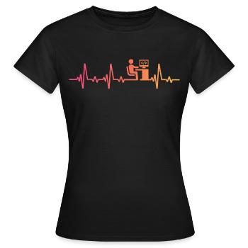 Entwickler von Programmierer Sunset Heartbeat - Frauen T-Shirt - Schwarz - Vorne - AI Model Female 172 dark (172cm)