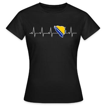 Ich liebe Bosnien und Herzegowina - Herzschlag - Frauen T-Shirt - Schwarz - Vorne - AI Model Female 172 dark (172cm)