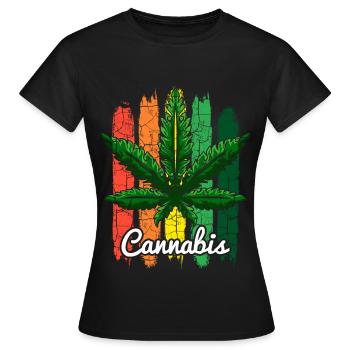 Cannabisblatt Retro - Frauen T-Shirt - Schwarz - Vorne - AI Model Female 172 dark (172cm)