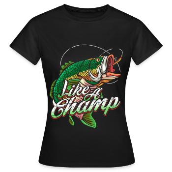 fishing rod - Women's T-Shirt - black - Front - AI Model Female 172 dark (172cm)