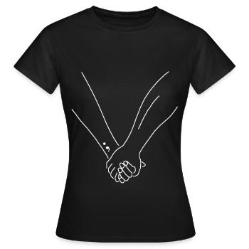 Tenue des mains point virgule cadeau point-virgule amour - T-shirt Femme - noir - Devant - AI Model Female 172 dark (172cm)