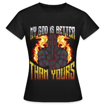 Kreuzritter Gott - Frauen T-Shirt - Schwarz - Vorne - AI Model Female 172 dark (172cm)