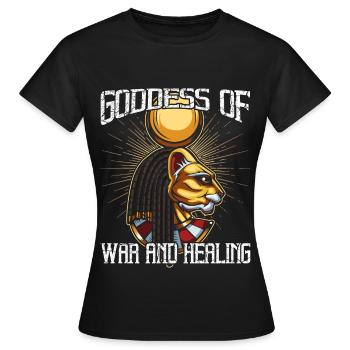 Göttin des Krieges und der Heilung Sachmet Ägypten - Frauen T-Shirt - Schwarz - Vorne - AI Model Female 172 dark (172cm)