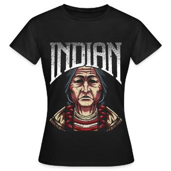Indianer Indio Indianisch Ureinwohner Geschenk - Frauen T-Shirt - Schwarz - Vorne - AI Model Female 172 dark (172cm)