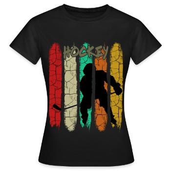 Retro Style Vintage Eishockey | Eissport Geschenk - Frauen T-Shirt - Schwarz - Vorne - AI Model Female 172 dark (172cm)