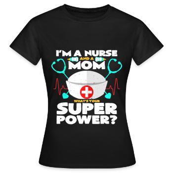 Supermama et Infirmière | Cadeau fête des mères - T-shirt Femme - noir - Devant - AI Model Female 172 dark (172cm)