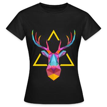 Hirschgeweih - Frauen T-Shirt - Schwarz - Vorne - AI Model Female 172 dark (172cm)