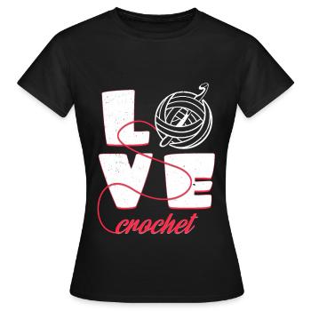 Crochet d'amour | Cadeau d'aiguille de déclaration de typographie - T-shirt Femme - noir - Devant - AI Model Female 172 dark (172cm)