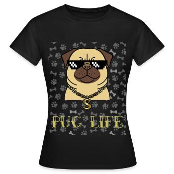 Mops Leben Liebe - Frauen T-Shirt - Schwarz - Vorne - AI Model Female 172 dark (172cm)