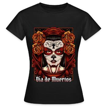 La Catrina | Cadeau du jour de la fête des morts au Mexique - T-shirt Femme - noir - Devant - AI Model Female 172 dark (172cm)