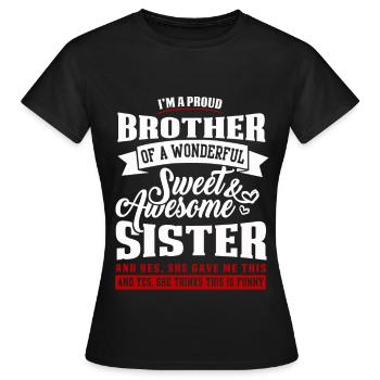 Frère et soeur - T-shirt Femme - noir - Devant - AI Model Female 172 dark (172cm)