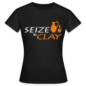Seize The Clay | Pottery Pun Potter Gift - Women's T-Shirt - black - Front - AI Model Female 172 dark (172cm)