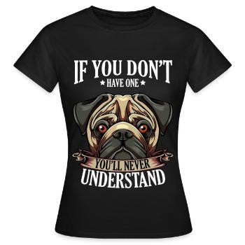 Mops - Frauen T-Shirt - Schwarz - Vorne - AI Model Female 172 dark (172cm)
