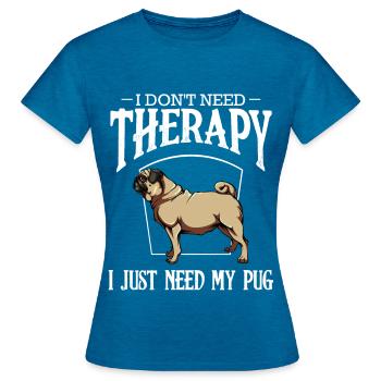 Mops - Frauen T-Shirt - Antikblaues Saphir meliert - Vorne - AI Model Female 172 dark (172cm)