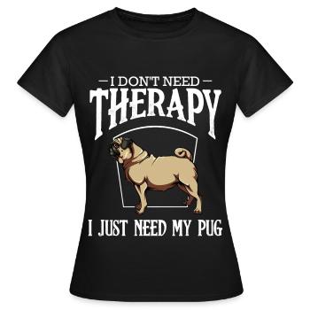 Mops - Frauen T-Shirt - Schwarz - Vorne - AI Model Female 172 dark (172cm)