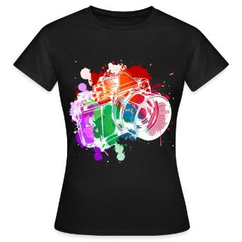 photographer - Women's T-Shirt - black - Front - AI Model Female 172 dark (172cm)