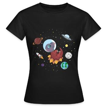 Dinosaures dans l'espace - T-shirt Femme - noir - Devant - AI Model Female 172 dark (172cm)