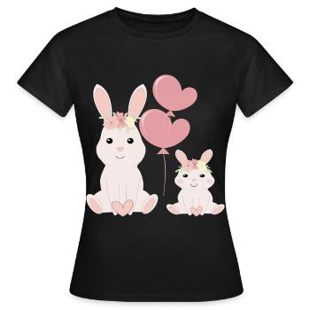 Cute bunnies bright - Women's T-Shirt - black - Front - AI Model Female 172 dark (172cm)