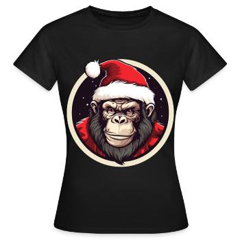 Noël orang-outan - T-shirt Femme - noir - Devant - AI Model Female 172 dark (172cm)