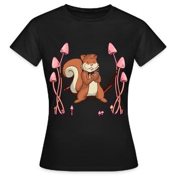 Eichhörnchen Waldtiere Hängematte. - Frauen T-Shirt - Schwarz - Vorne - AI Model Female 172 dark (172cm)