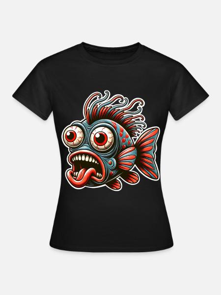 Fisch Crazy - Frauen T-Shirt - Schwarz