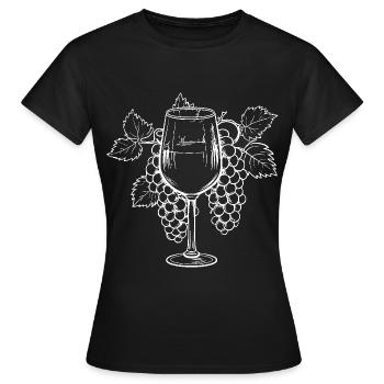 Verre à vin Raisins Vin - T-shirt Femme - noir - Devant - AI Model Female 172 dark (172cm)