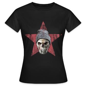 crâne et étoile rouge - T-shirt Femme - noir - Devant - AI Model Female 172 dark (172cm)