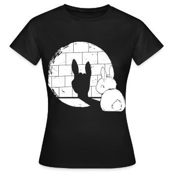 Metal Hase Schatten Heavy Metal Handzeichen - Frauen T-Shirt - Schwarz - Vorne - AI Model Female 172 dark (172cm)