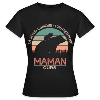 maman ours cadeau t shirt maman ours authentique - T-shirt Femme - noir - Devant - AI Model Female 172 dark (172cm)