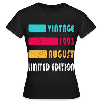 Août 1993 Anniversaire Août 1993 Août - T-shirt Femme - noir - Devant - AI Model Female 172 dark (172cm)