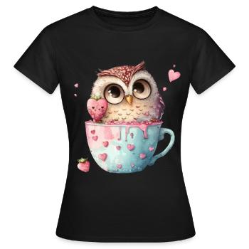Hiboux hiboux - T-shirt Femme - noir - Devant - AI Model Female 172 dark (172cm)