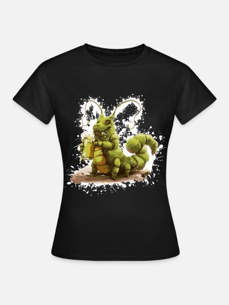 Wurm Bier Lustig - Frauen T-Shirt - Schwarz
