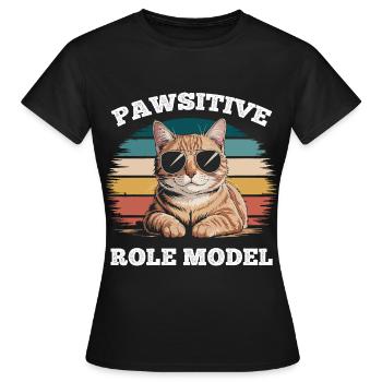 Funny Tabby Cat Pawsitive Role Model - Women's T-Shirt - black - Front - AI Model Female 172 dark (172cm)