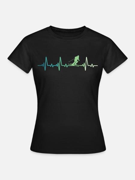 skiing ski battement de coeur skier - T-shirt Femme - noir